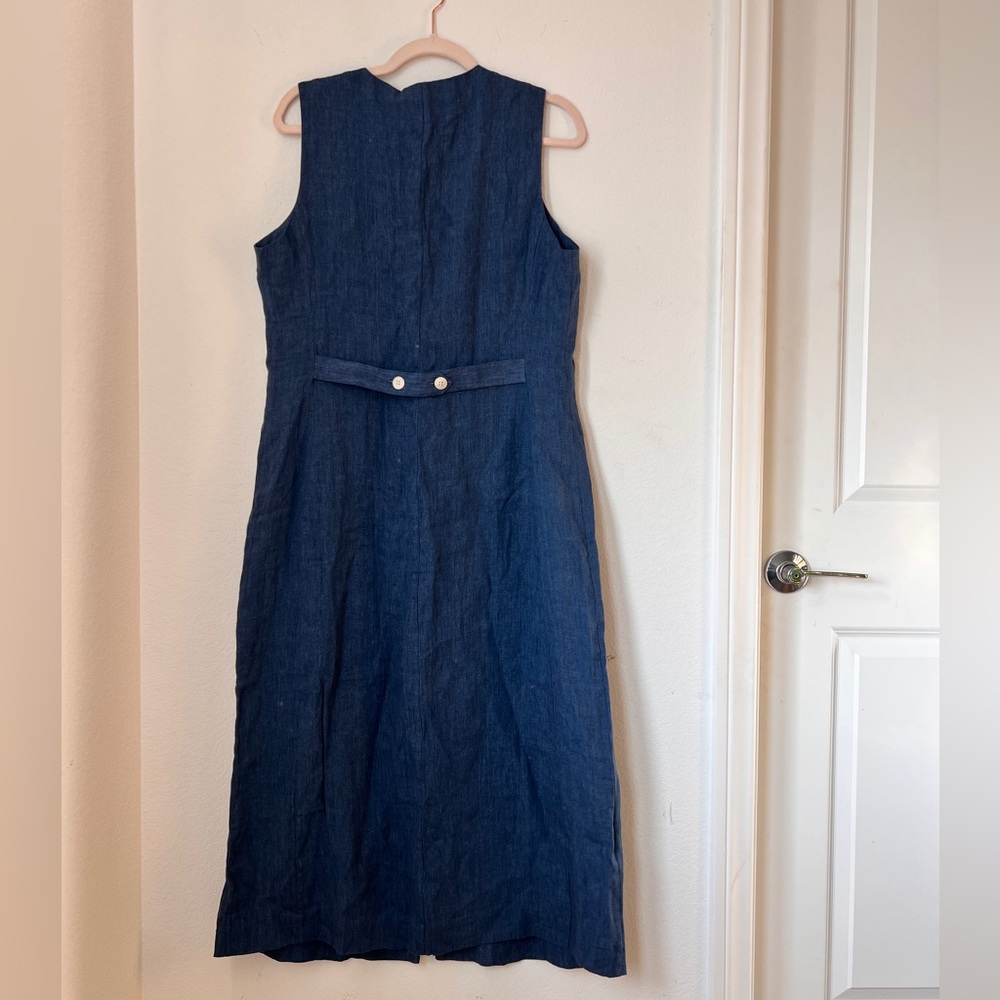 Jenni Kayne Blue Callan Chambray‎ Midi Dress Large Sleeveless 100% Linen NWT - Picture 4 of 8